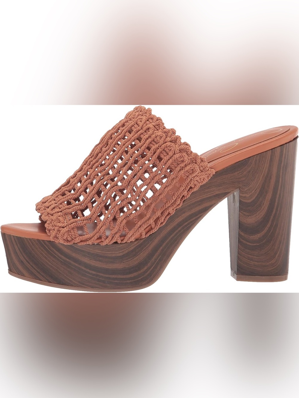 Jessica Simpson Tan Crochet Slide Mules